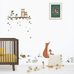 Stickers Forest happiness famille renard (29,7 x 42 cm)