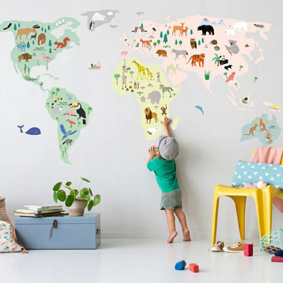 Stickers géants Animaux du monde (160 x 80 cm)