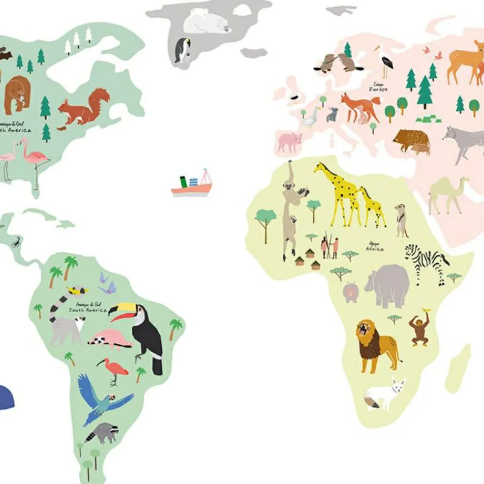 Stickers géants Animaux du monde (160 x 80 cm)