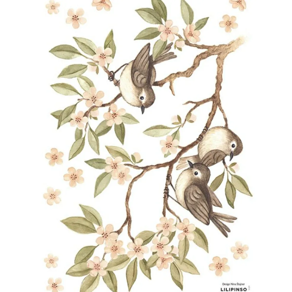 Stickers Oh deer branches et moineaux (29,7 x 42 cm)