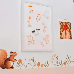 Stickers Oh deer fleurs oranges et jaunes (29,7 x 42 cm)