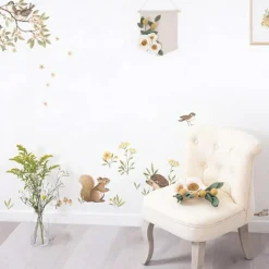 Stickers Oh deer fleurs oranges et jaunes (29,7 x 42 cm)