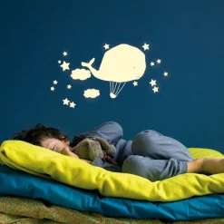 Stickers phosphorescent Montgolfière baleine