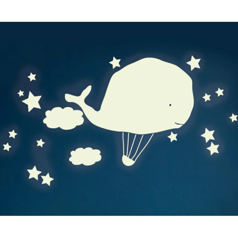Stickers phosphorescent Montgolfière baleine