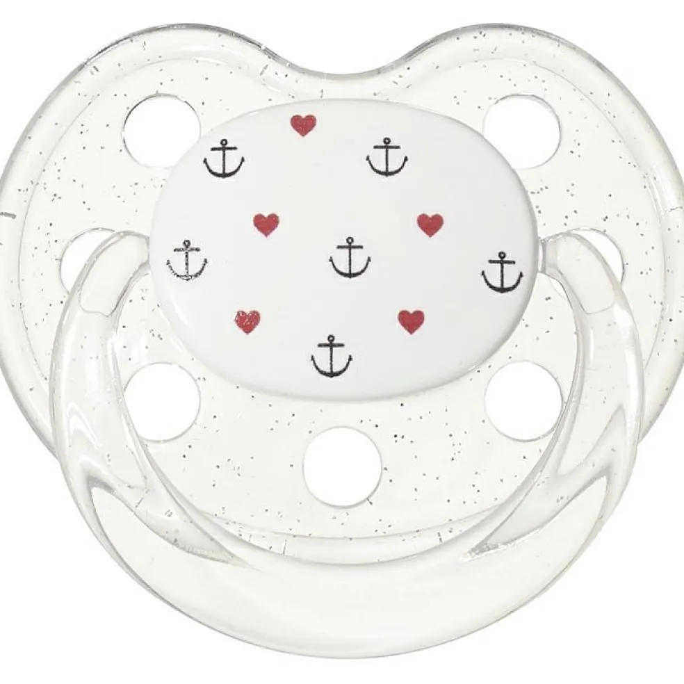 Sucette bébé physiologique ancres et coeurs (0-6 mois)
