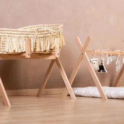 Support de couffin évolutif 2 en 1 en bois naturel