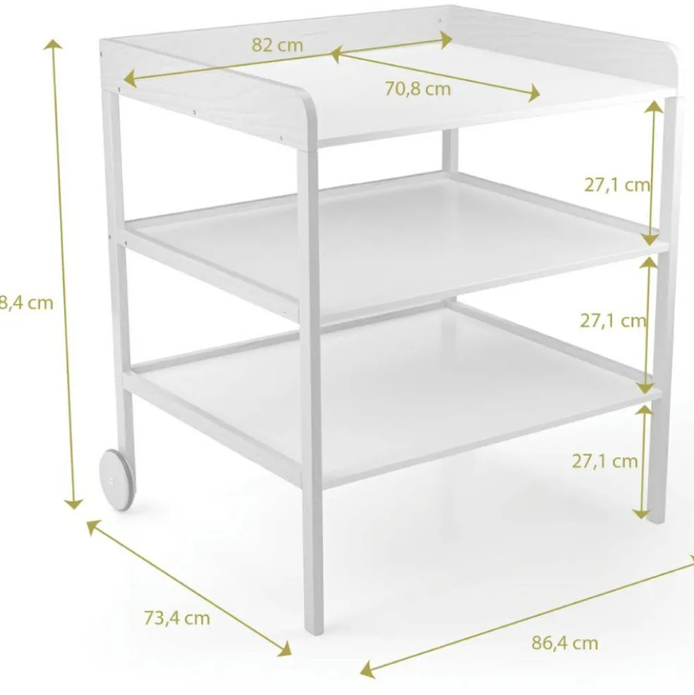 Table à langer Clara XL blanc-naturel