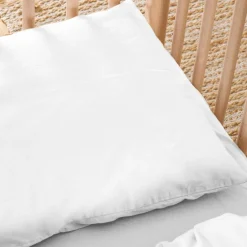 Taie d'oreiller satin de coton bio Blanc craie (40 x 60 cm)