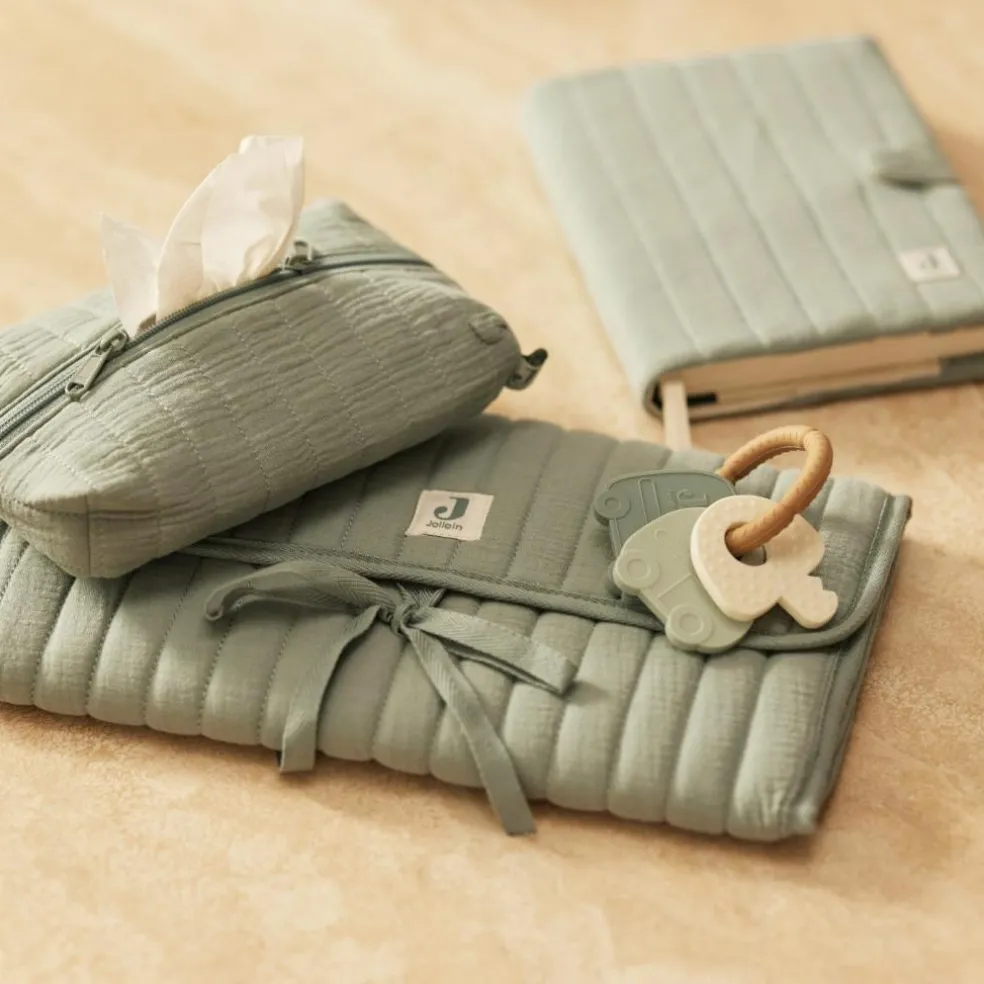 Tapis à langer nomade gaze de coton Sea Green