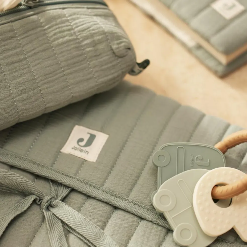 Tapis à langer nomade gaze de coton Sea Green