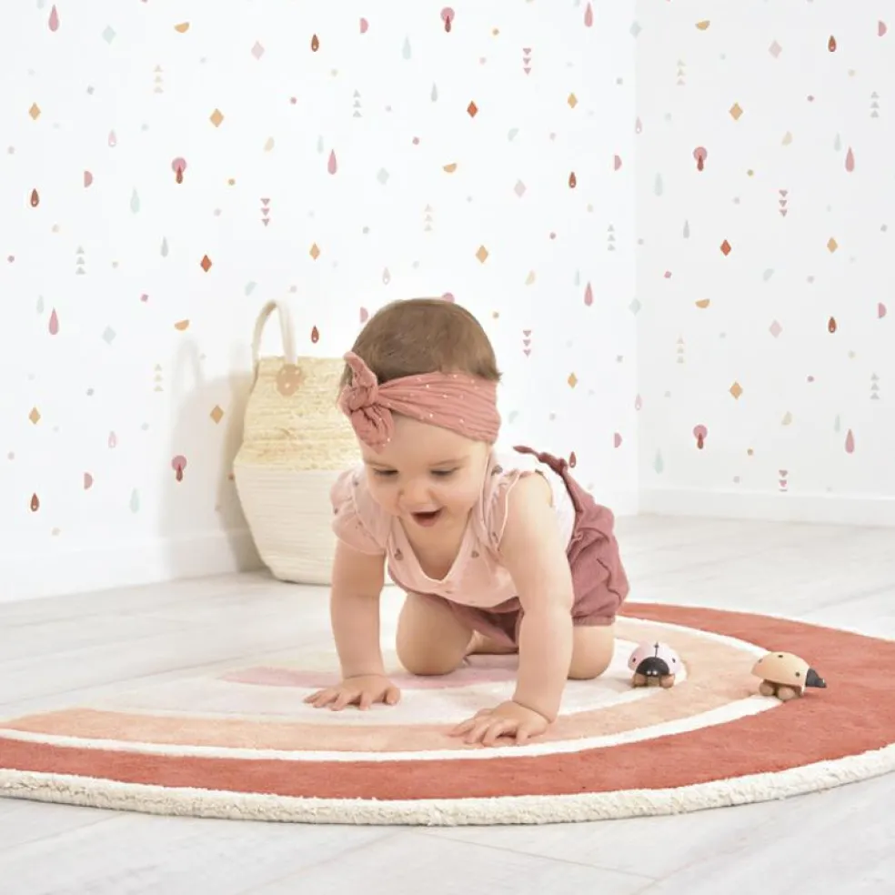 Tapis coton Paradisio arc en ciel orange et rose (120 x 70 cm)