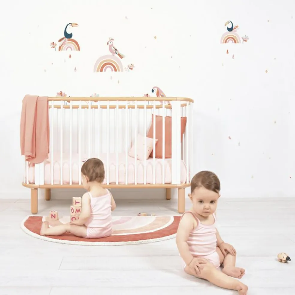 Tapis coton Paradisio arc en ciel orange et rose (120 x 70 cm)