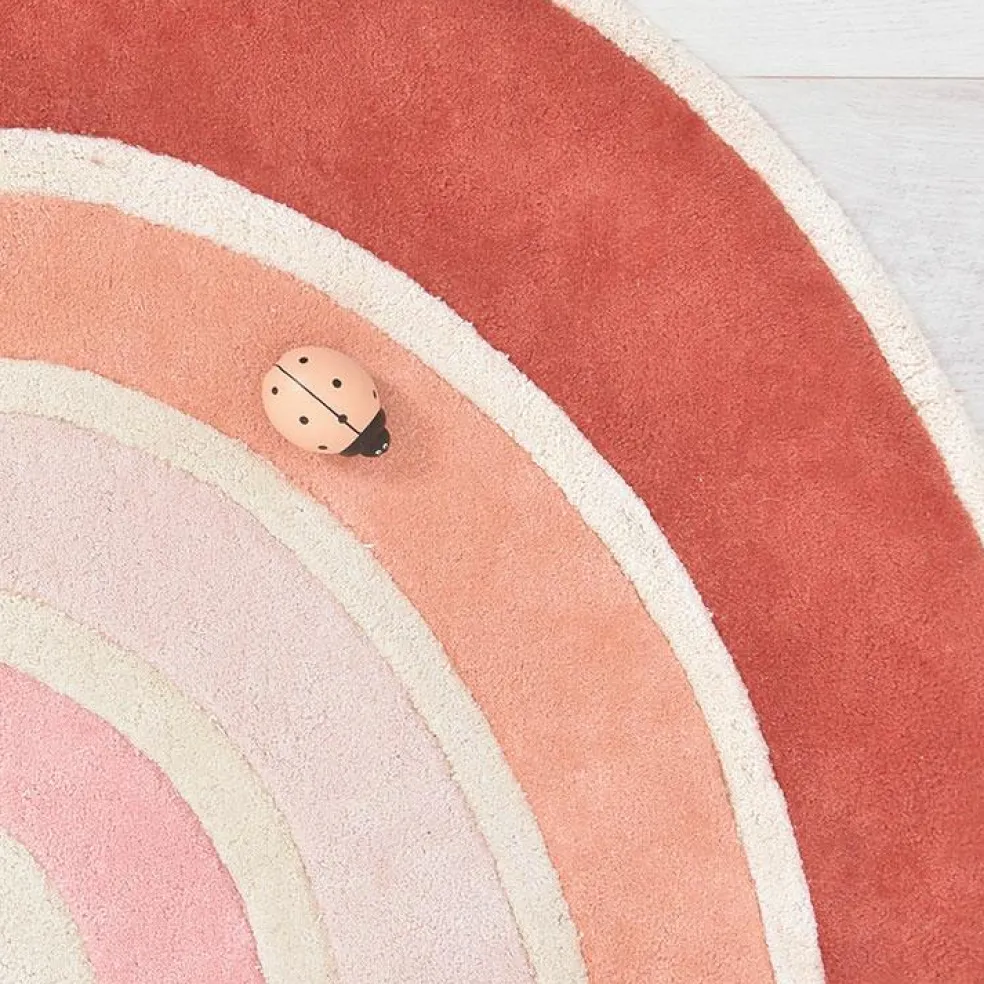 Tapis coton Paradisio arc en ciel orange et rose (120 x 70 cm)