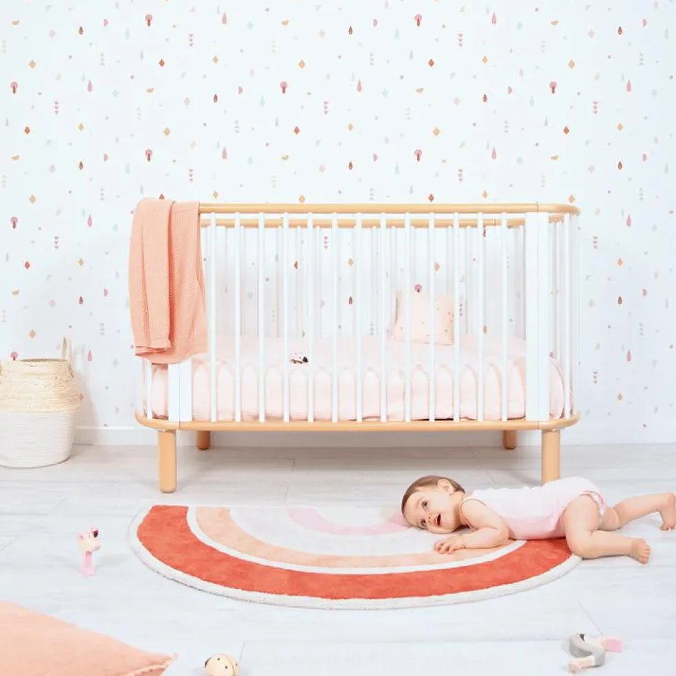 Tapis coton Paradisio arc en ciel orange et rose (120 x 70 cm)