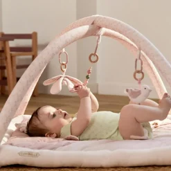 Tapis d'éveil ouatiné soft boa avec arche de jeux rose