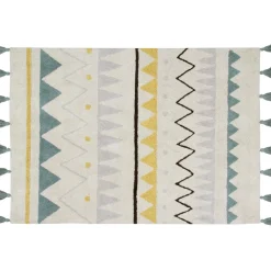 Tapis lavable azteca naturel vintage bleu (140 x 200 cm)