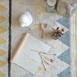 Tapis lavable azteca naturel vintage bleu (140 x 200 cm)