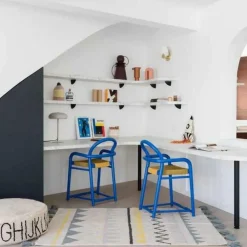 Tapis lavable azteca naturel vintage bleu (140 x 200 cm)