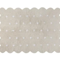 Tapis lavable biscuit beige à pois (120 x 160 cm)