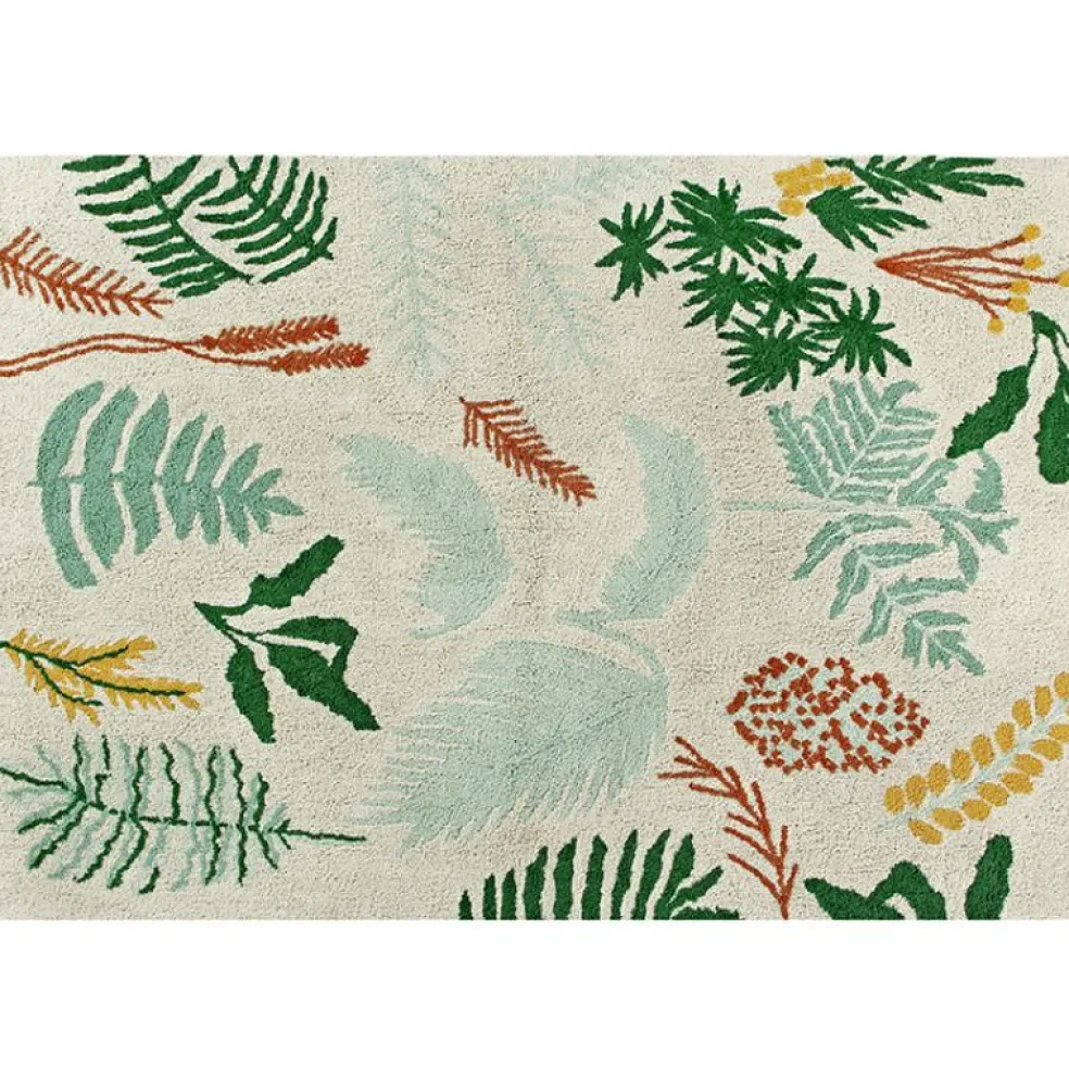 Tapis lavable Botanic Plants sur fond écru (140 x 200 cm)