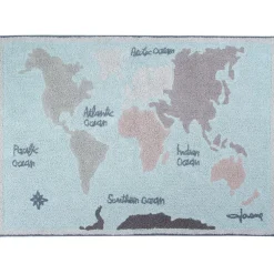 Tapis lavable carte du monde (140 x 200 cm)