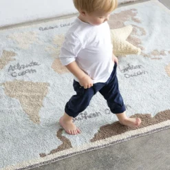Tapis lavable carte du monde (140 x 200 cm)