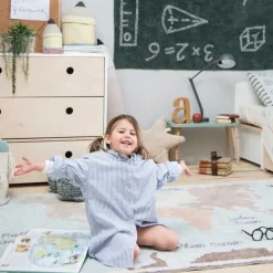 Tapis lavable carte du monde (140 x 200 cm)