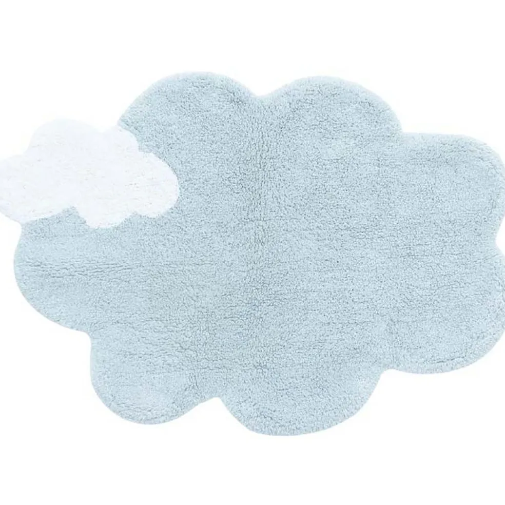 Tapis lavable en coton naturel nuage Mini Dream bleu clair (70 x 100 cm)