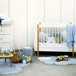 Tapis lavable en coton naturel nuage Mini Dream bleu clair (70 x 100 cm)