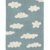 Tapis lavable nuages vintage bleu (120 x 160 cm)