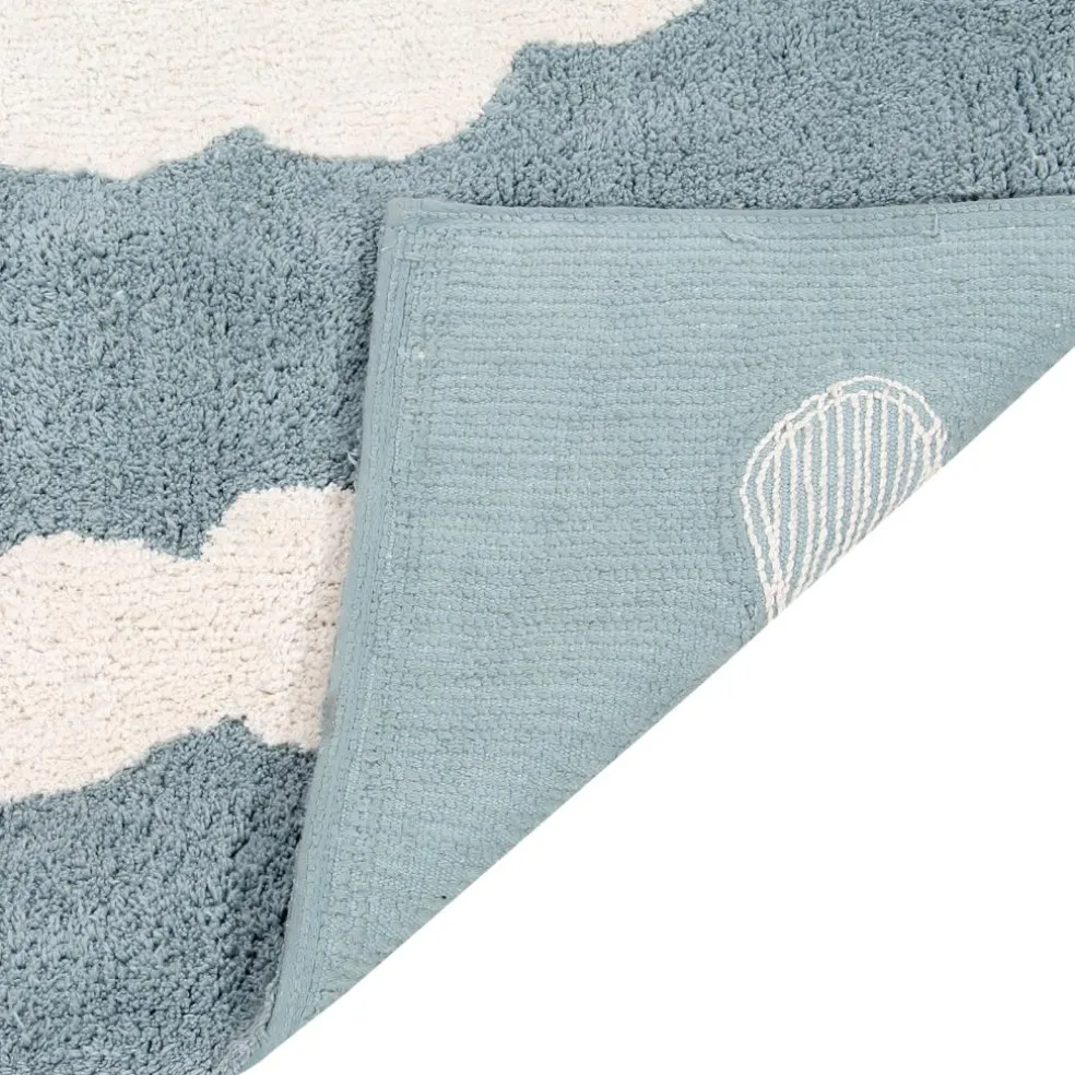 Tapis lavable nuages vintage bleu (120 x 160 cm)