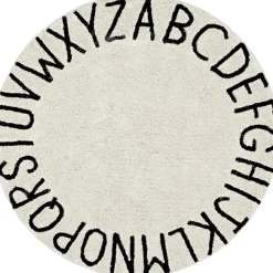 Tapis lavable rond abc naturel noir (diamètre 150 cm)