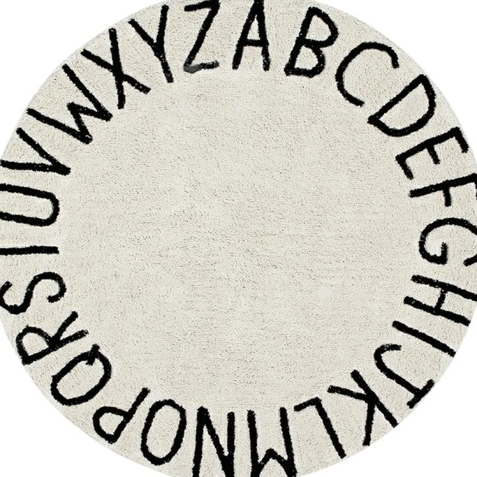 Tapis lavable rond abc naturel noir (diamètre 150 cm)