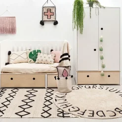 Tapis lavable rond abc naturel noir (diamètre 150 cm)