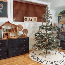 Tapis lavable rond abc naturel noir (diamètre 150 cm)