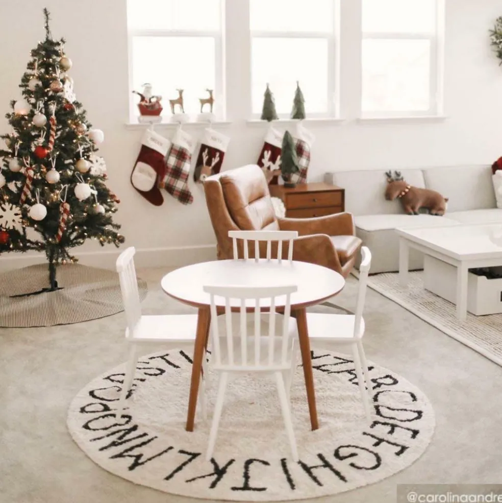 Tapis lavable rond abc naturel noir (diamètre 150 cm)