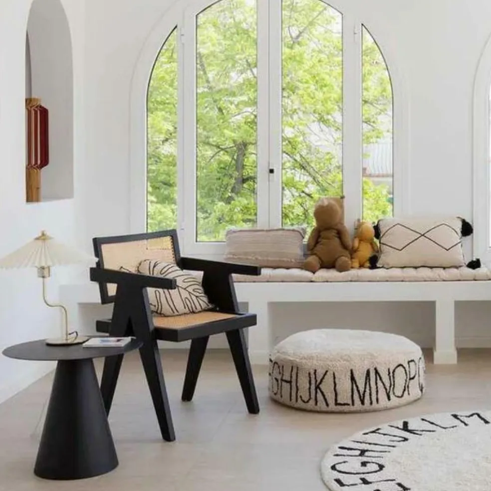 Tapis lavable rond abc naturel noir (diamètre 150 cm)