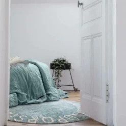 Tapis lavable rond ABC vintage bleu (150 cm)