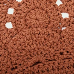 Tapis lavable rond Alma crochet ambre lavable en machine (120 cm)