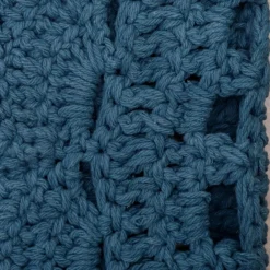 Tapis lavable rond Alma crochet bleu (120 cm)