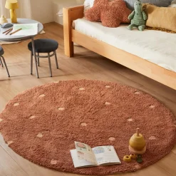 Tapis lavable Round Dot Chestnut (140 cm)