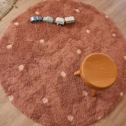 Tapis lavable Round Dot Chestnut (140 cm)