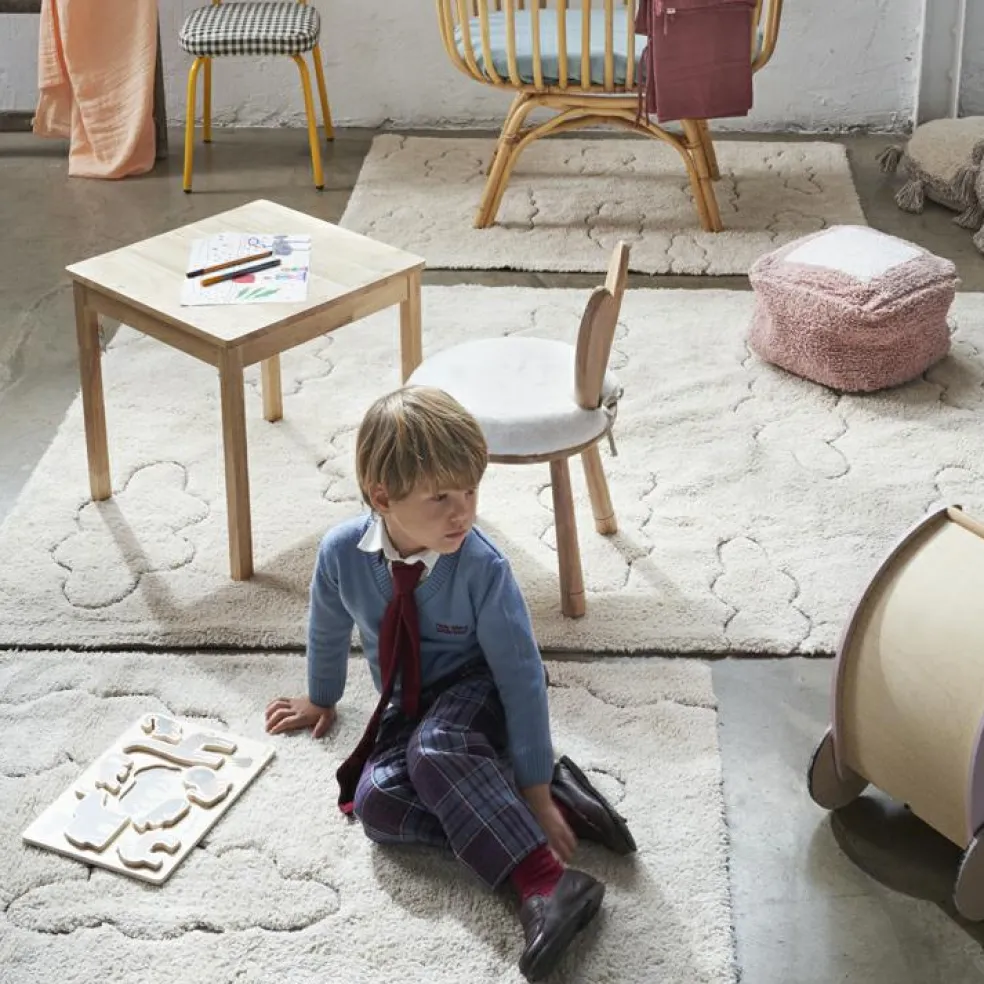 Tapis lavable RugCycled® Clouds en coton naturel (90 x 130 cm)