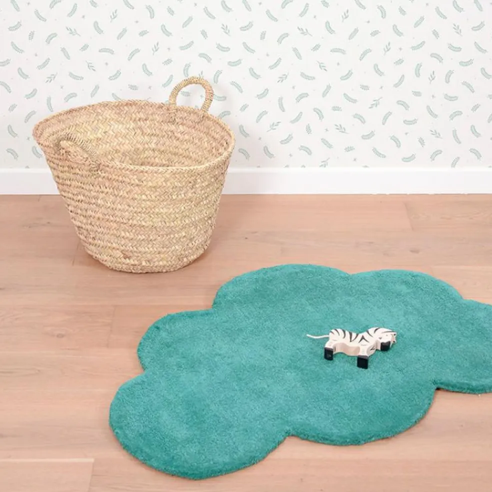 Tapis nuage en coton bleu canard (67 x 100 cm)