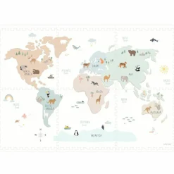 Tapis puzzle 3 en 1 Tiloo Worldmap (120 x 180 cm)