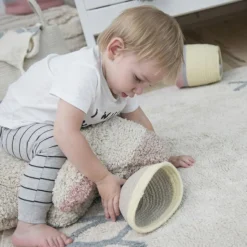 Tapis rectangulaire Atlas écru et bleu (120 x 160 cm)