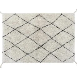Tapis rectangulaire lavable en coton naturel Mini Bereber noir (70 x 100 cm)