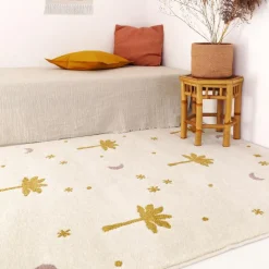 Tapis rectangulaire Little Palm palmier Miel (120 x 170 cm)