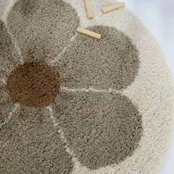 Tapis rond Bohemian daisy taupe