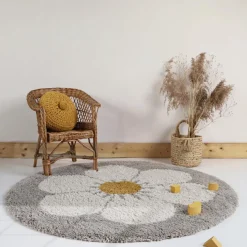 Tapis rond Bohemian daisy beige